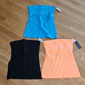 No Boundaries Women's Strapless Tops - Blue, Black, and Orange
